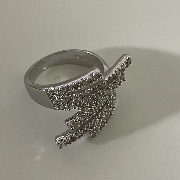 Lovely Signed TICI China Silver Tone & Rhinestones Ring ~ Size 4-4.5 - Picture 6 of 12